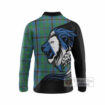 Snodgrass Tartan Crest Long Sleeve Polo Shirt Scottish Golden Lions Wave Flow