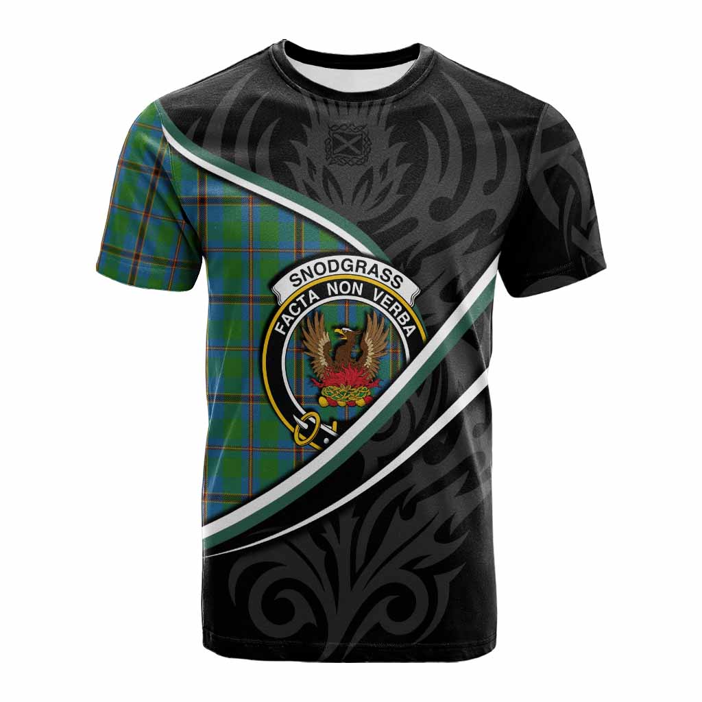 Snodgrass Tartan Family Crest Cotton T-shirt Celtic Scottish Thistle Floral - Tartan Vibes Clothing