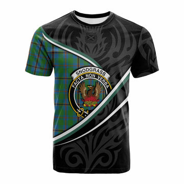 Snodgrass Tartan Family Crest Cotton T-shirt Celtic Scottish Thistle Floral