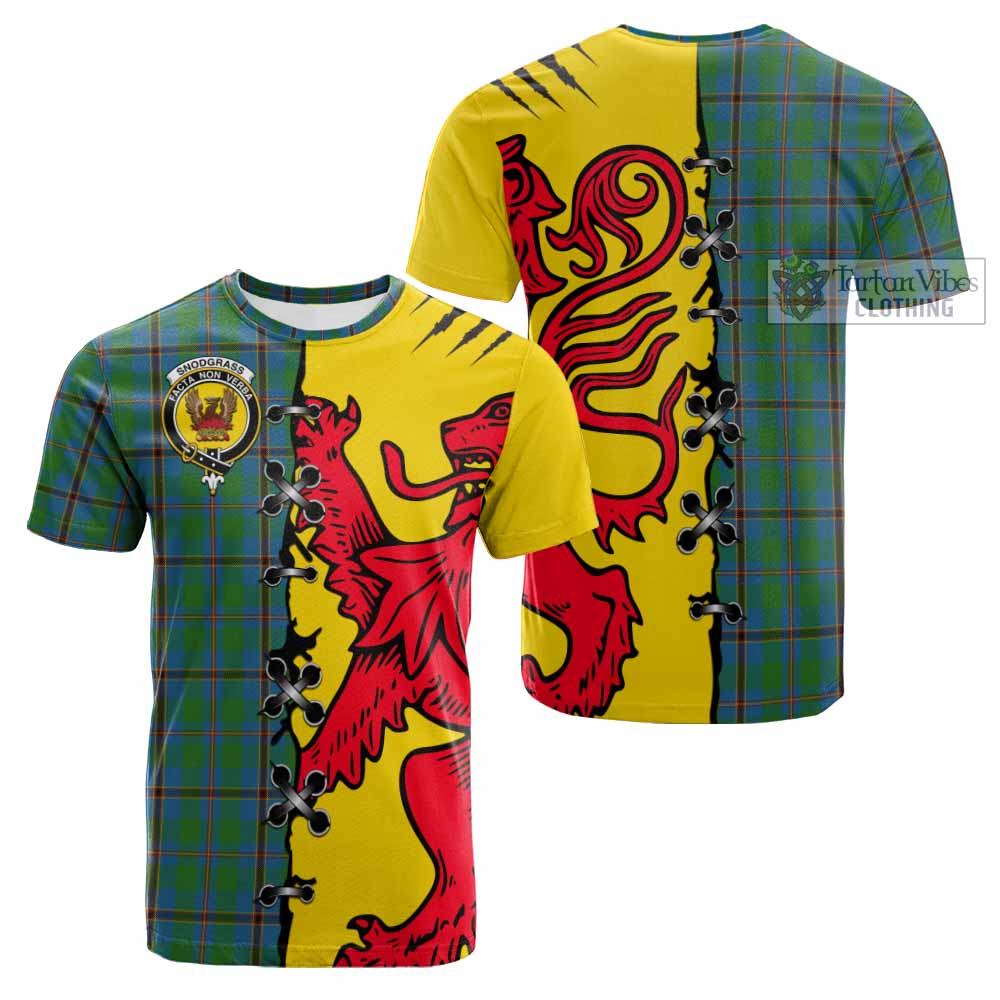 Snodgrass Tartan Family Crest Cotton T-shirt Lion Rampant Honor - Tartan Vibes Clothing