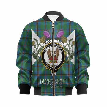 Snodgrass Tartan Family Crest Kid Bomber Jacket Scottish Burns Night Thistle Floral