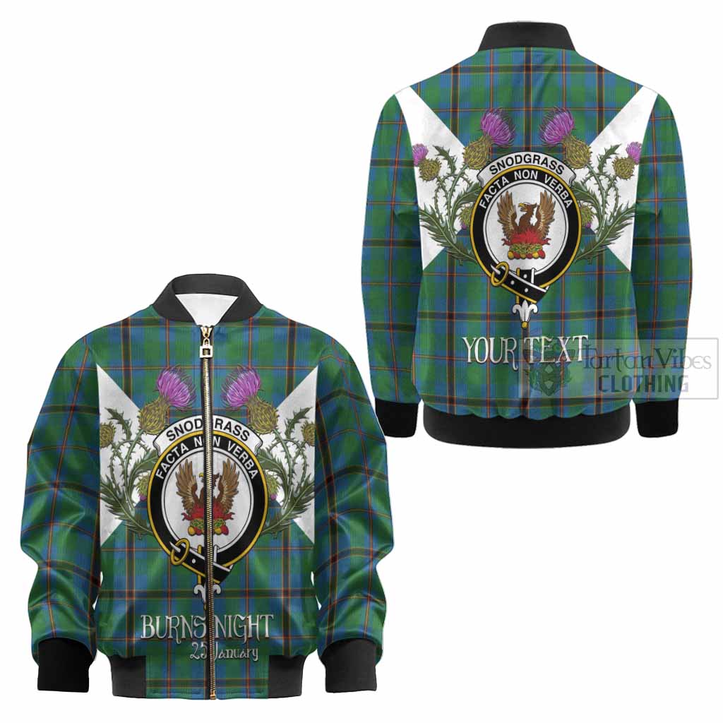 Snodgrass Tartan Family Crest Kid Bomber Jacket Scottish Burns Night Thistle Floral