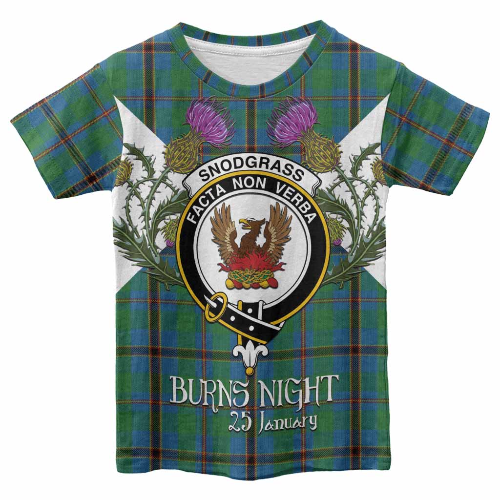 Snodgrass Tartan Family Crest Kid T-shirt Scottish Burns Night Thistle Floral