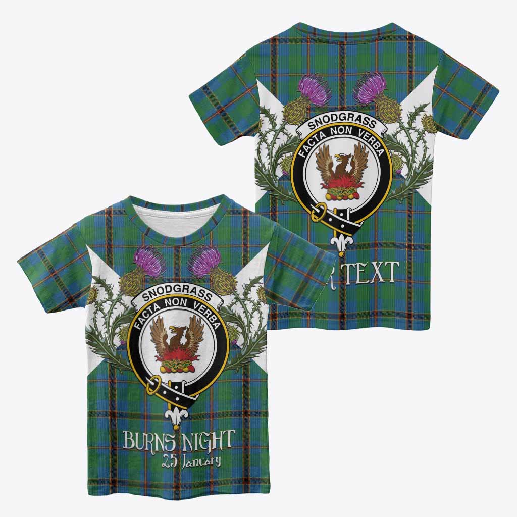 Snodgrass Tartan Family Crest Kid T-shirt Scottish Burns Night Thistle Floral