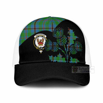 Snodgrass Tartan Family Crest Mesh Trucker Cap Scotland Thistle Floral Flag Style