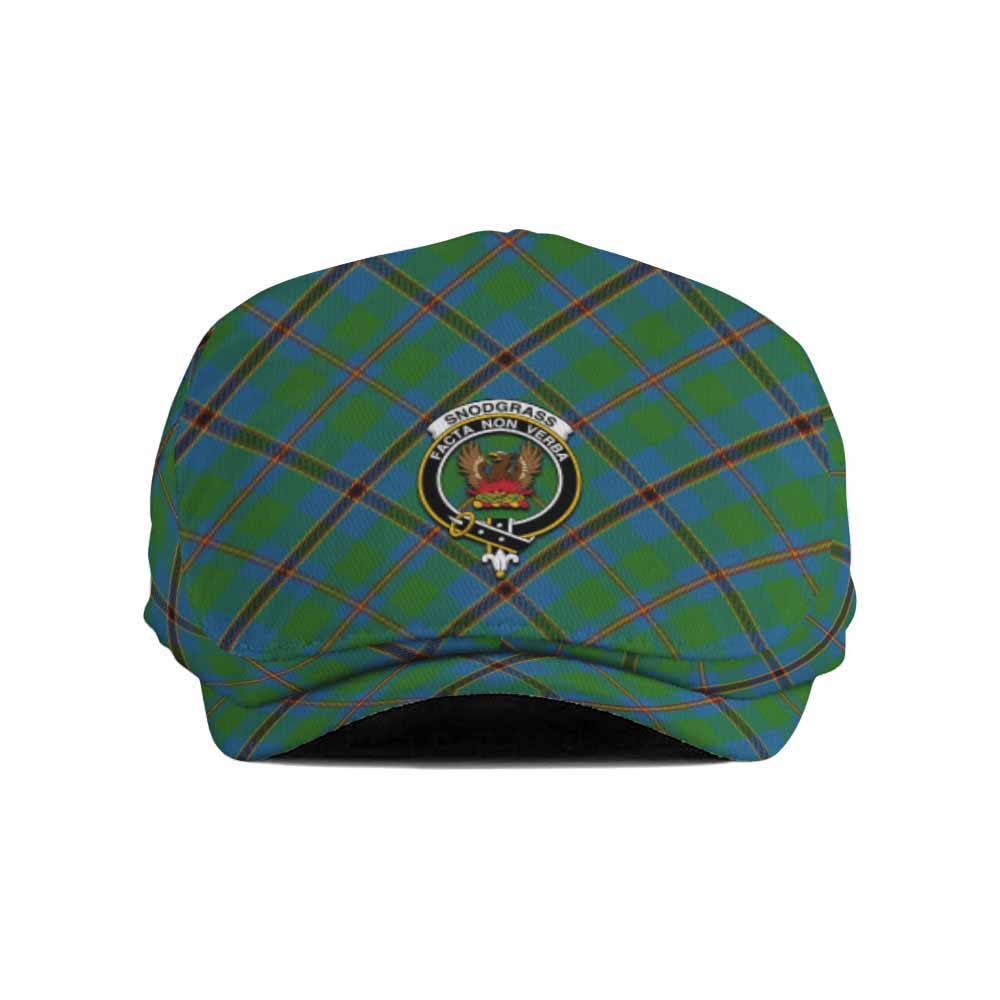 Snodgrass Tartan Flat Cap, Jeff Cap Cross Style with Family Crest - Tartan Vibes Clothing