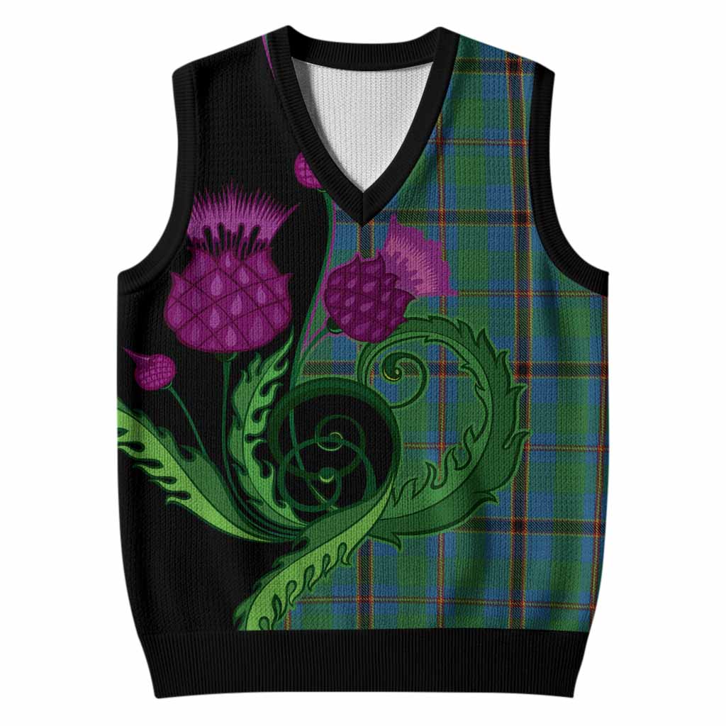 Snodgrass Tartan Knitted V-Neck Vest Traditional Scottish Thistle
