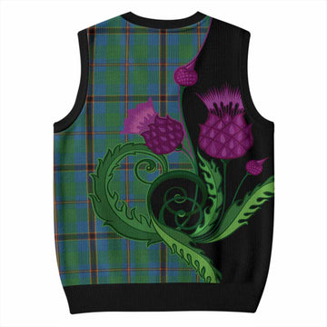 Snodgrass Tartan Knitted V-Neck Vest Traditional Scottish Thistle