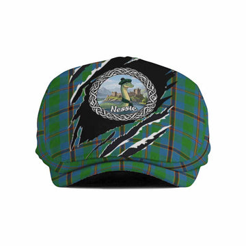 Snodgrass Tartan Loch Ness Monster Flat Cap, Jeff Cap Celtic Knot Nessie Art