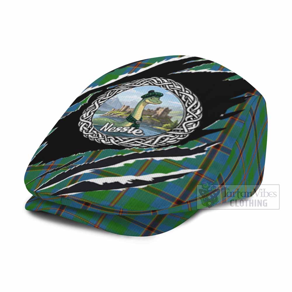 Snodgrass Tartan Loch Ness Monster Flat Cap, Jeff Cap Celtic Knot Nessie Art