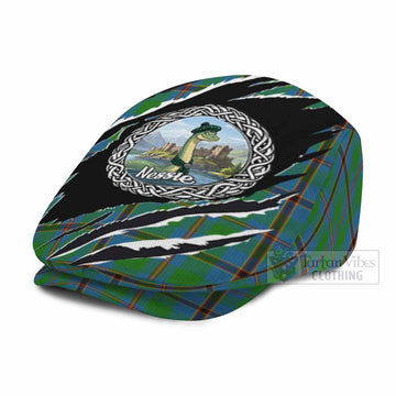 Snodgrass Tartan Loch Ness Monster Flat Cap, Jeff Cap Celtic Knot Nessie Art