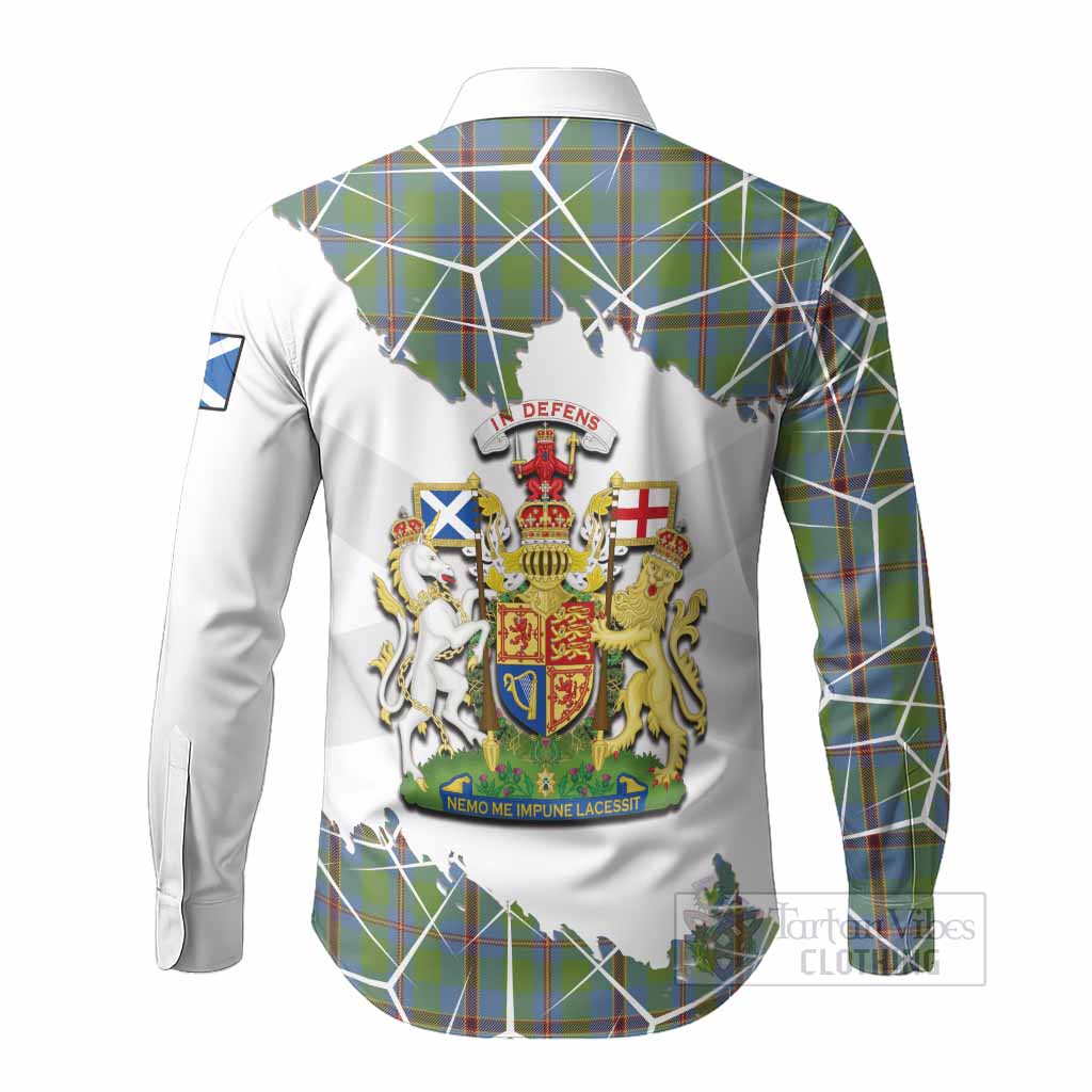 Snodgrass Tartan Long Sleeve Button Shirts with Family Crest and Lion Rampant Grunge Style
