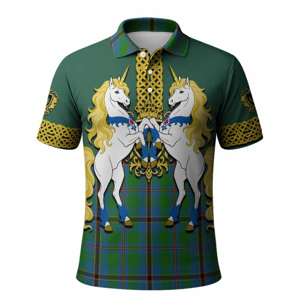 Snodgrass Tartan Polo Shirt Unicorn Celtic Knot And Thistle Emblem