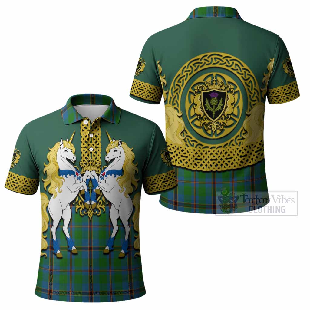 Snodgrass Tartan Polo Shirt Unicorn Celtic Knot And Thistle Emblem