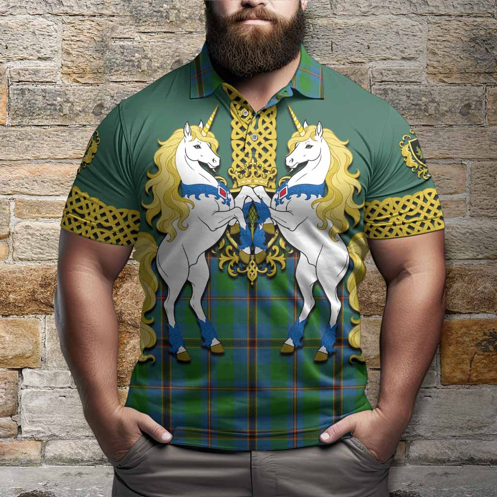 Snodgrass Tartan Polo Shirt Unicorn Celtic Knot And Thistle Emblem