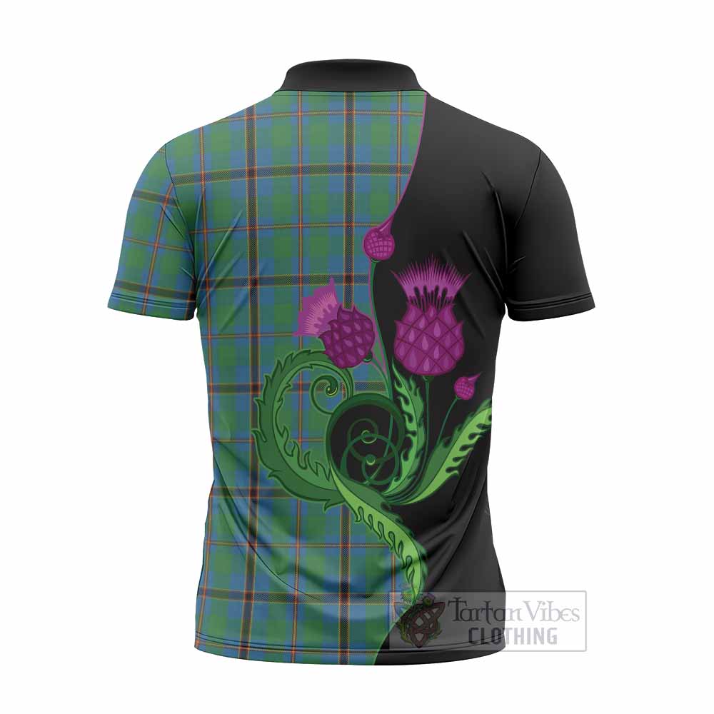 Snodgrass Tartan Zipper Polo Shirt Traditional Scottish Thistle