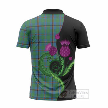 Snodgrass Tartan Zipper Polo Shirt Traditional Scottish Thistle