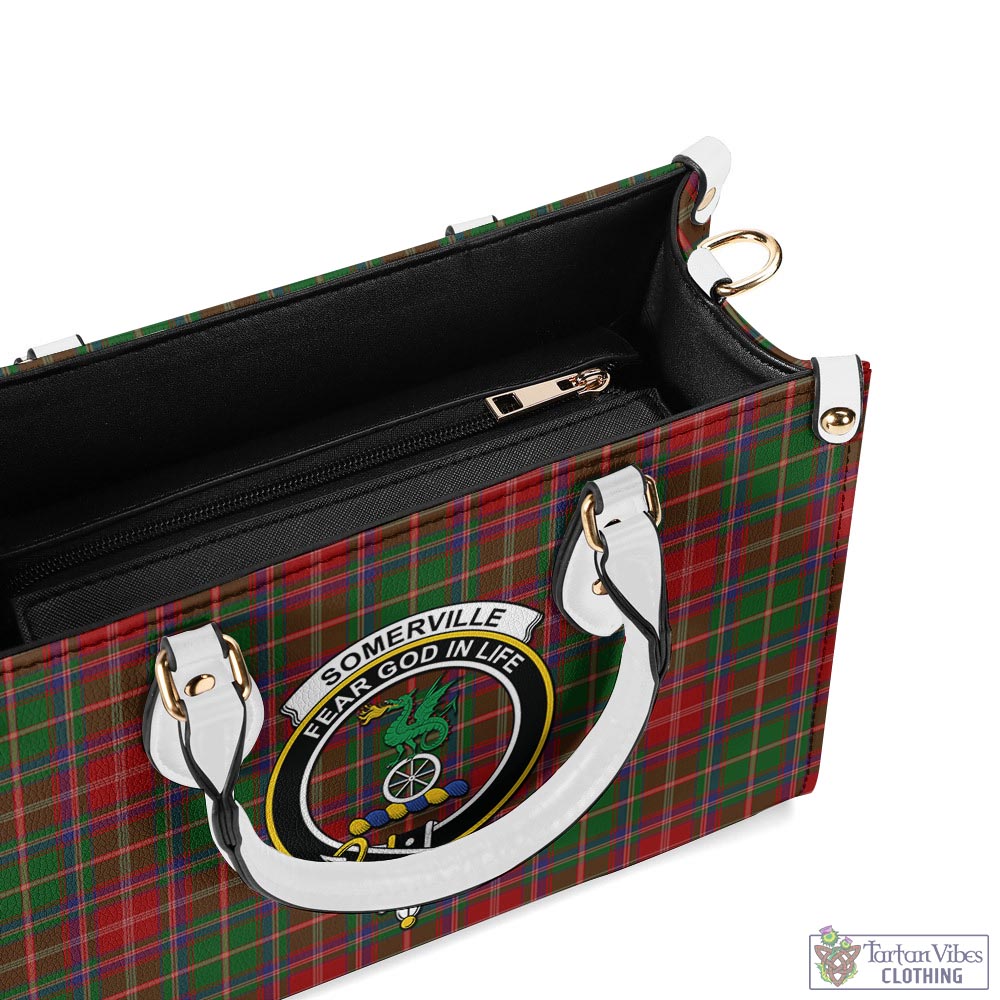 Tartan Vibes Clothing Somerville Tartan Luxury Leather Handbags with Family Crest