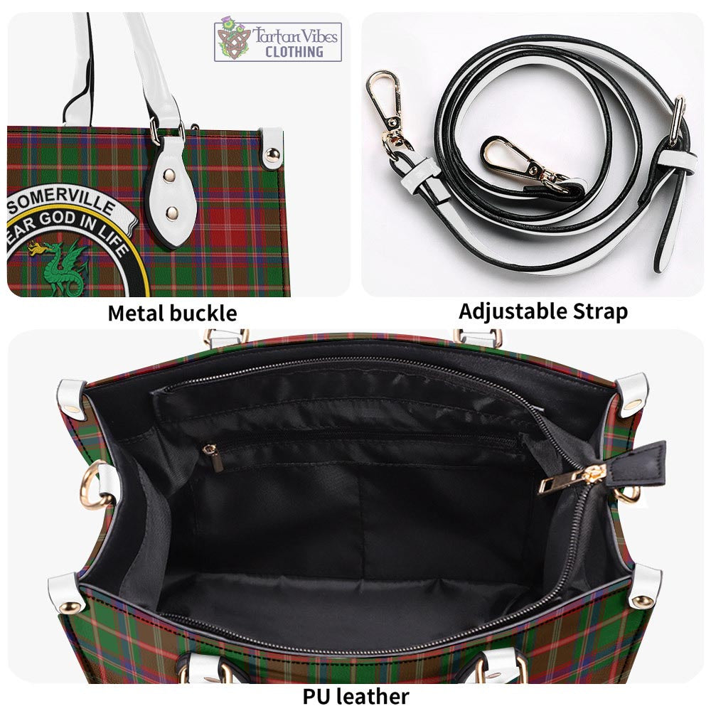 Tartan Vibes Clothing Somerville Tartan Luxury Leather Handbags with Family Crest