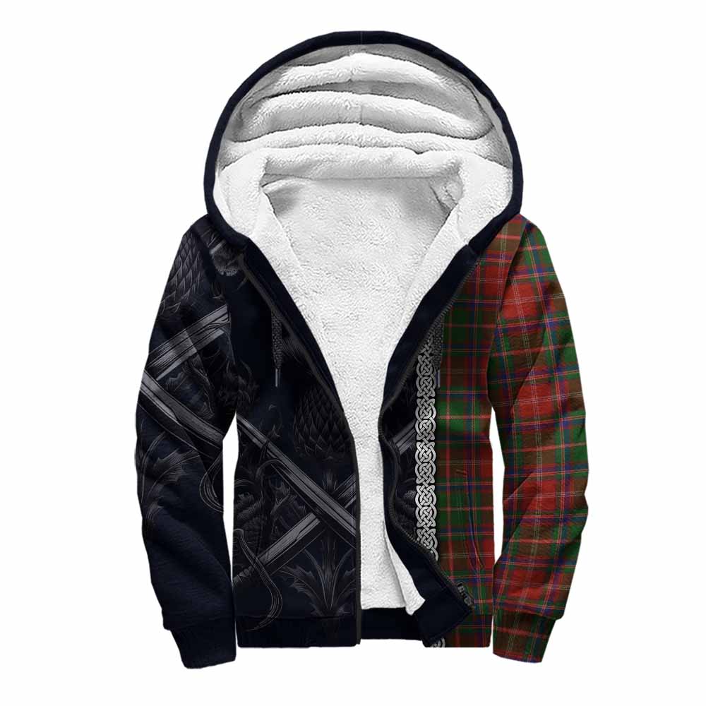 Tartan Vibes Clothing Somerville Tartan Sherpa Hoodie with Family Crest Cross Sword Thistle Celtic Vibes