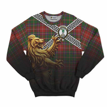 Somerville Crest Tartan Sweatshirt with Golden Lion Emblem Celtic Style