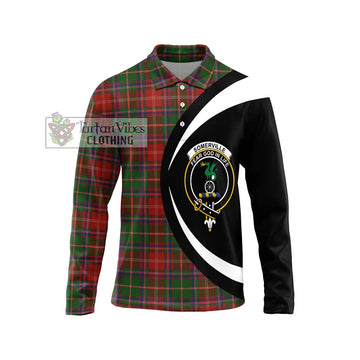 Somerville Tartan Long Sleeve Polo Shirt with Family Crest Circle Style