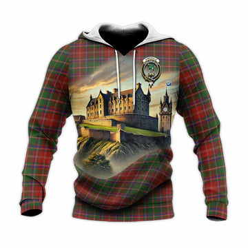 Tartan Vibes Clothing Somerville Tartan Family Crest Knitted Hoodie with Scottish Ancient Castle Style