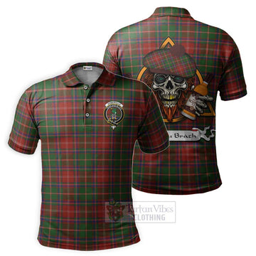 Tartan Vibes Clothing Somerville Tartan Polo Shirt with Family Crest and Bearded Skull Holding Bottles of Whiskey