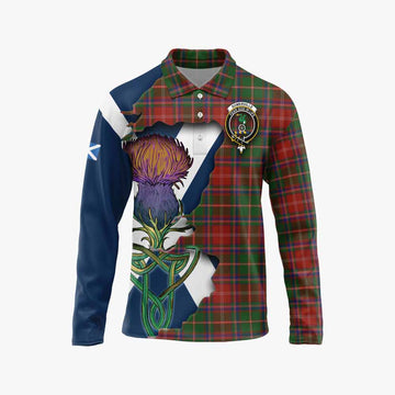 Somerville Tartan Family Crest Long Sleeve Polo Shirt Scottish Thistle Celtic Inspired