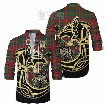 Tartan Vibes Clothing Somerville Tartan Ghillie Kilt Shirt with Family Crest Celtic Wolf Style