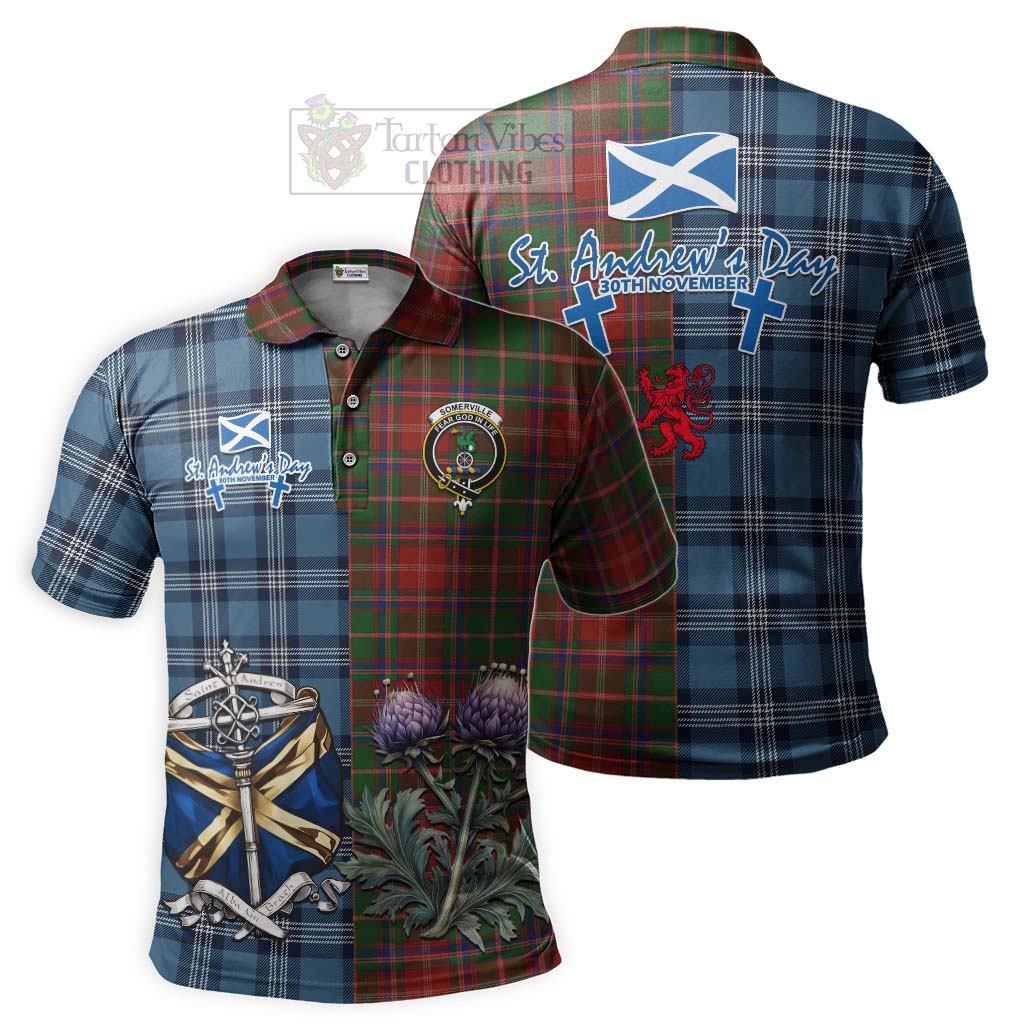 Tartan Vibes Clothing Somerville Tartan Polo Shirt Happy St. Andrew's Day Half Tartan Style