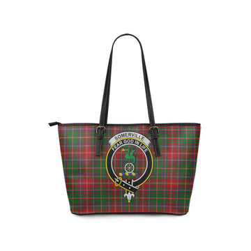 Somerville Tartan Leather Tote Bag with Family Crest