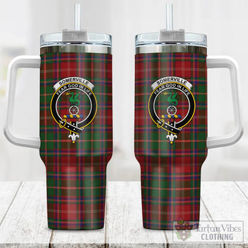 Tartan Vibes Clothing Somerville Tartan and Family Crest Tumbler with Handle