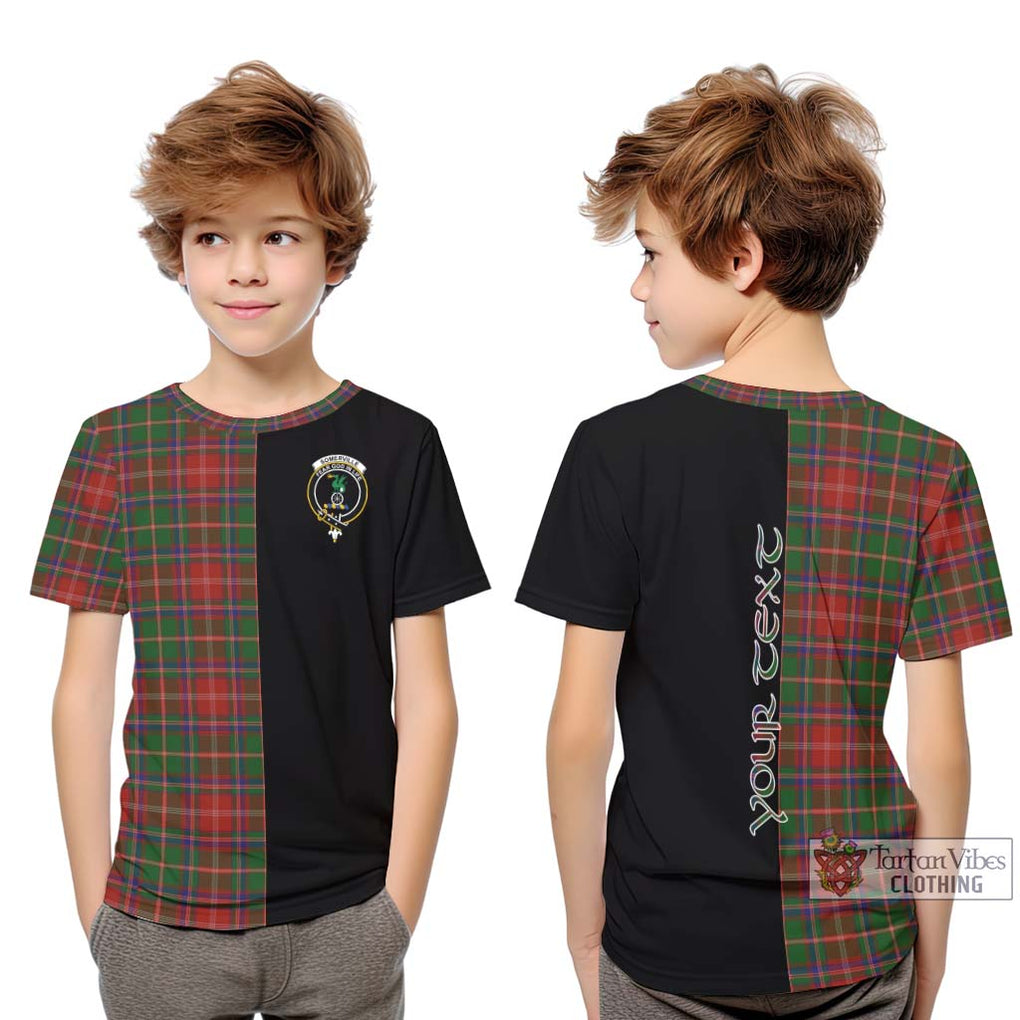 Somerville Tartan Kid T-Shirt with Family Crest and Half Of Me Style Youth XL Size14 - Tartanvibesclothing Shop