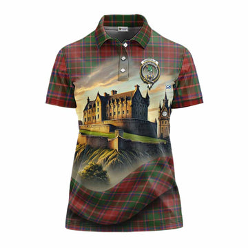 Somerville Tartan Family Crest Women's Polo Shirt with Scottish Ancient Castle Style