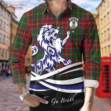 Somerville Tartan Long Sleeve Button Up Shirt with Alba Gu Brath Regal Lion Emblem