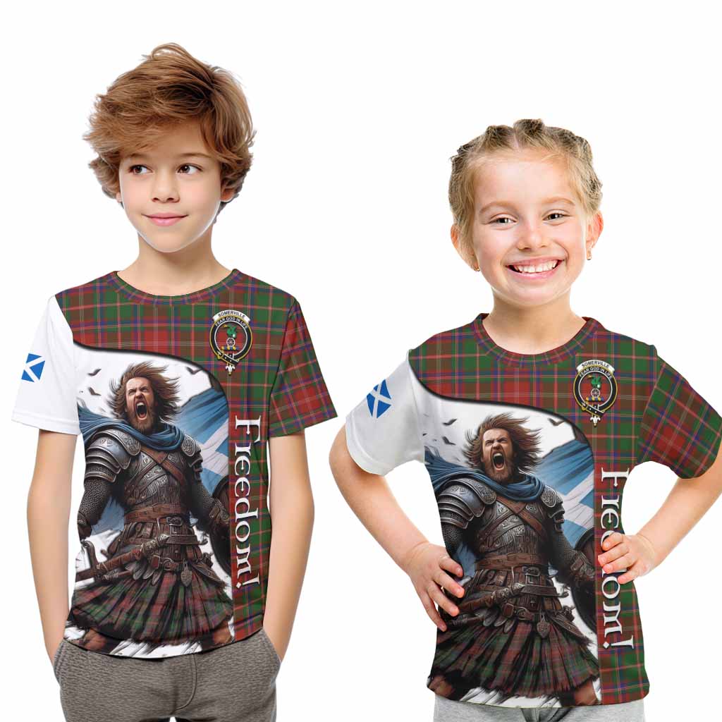 Tartan Vibes Clothing Somerville Crest Tartan Kid T-Shirt Inspired by the Freedom of Scottish Warrior