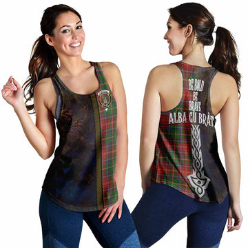 Tartan Vibes Clothing Somerville Tartan Family Crest Women's Racerback Tanks Alba Gu Brath Be Brave Lion Ancient Style