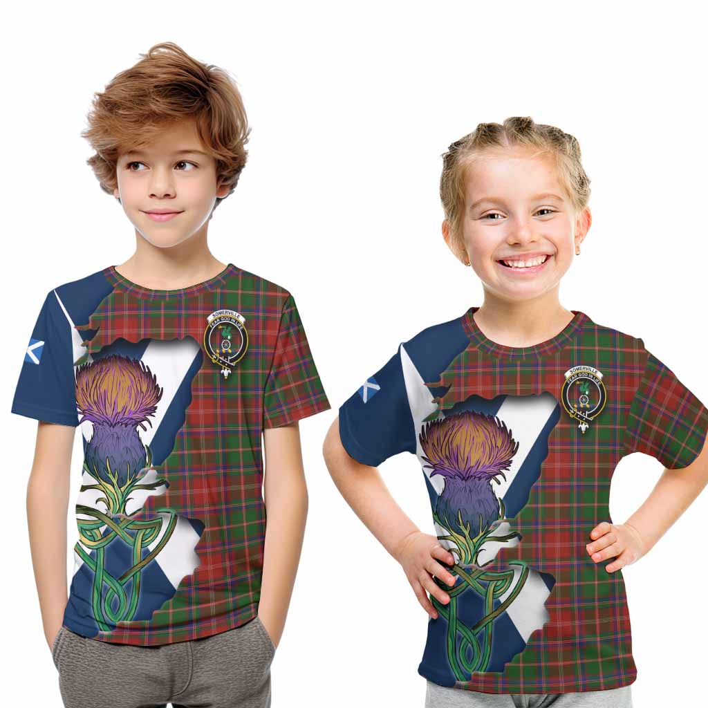 Tartan Vibes Clothing Somerville Tartan Family Crest Kid T-Shirt Scottish Thistle Celtic Inspired