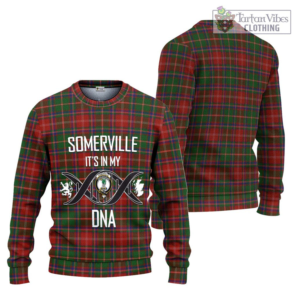 Somerville Tartan Knitted Sweater with Family Crest DNA In Me Style Unisex - Tartanvibesclothing Shop