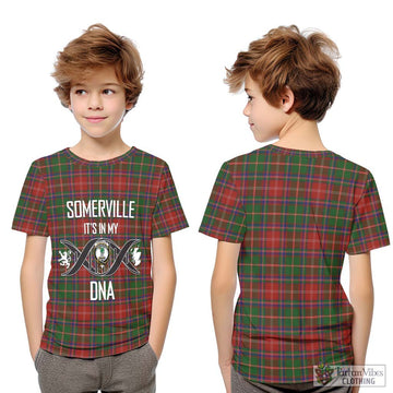 Somerville Tartan Kid T-Shirt with Family Crest DNA In Me Style Youth XL Size14 - Tartanvibesclothing Shop