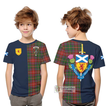 Tartan Vibes Clothing Somerville Tartan Kid T-Shirt with Scottish Lion Royal Arm Half Style