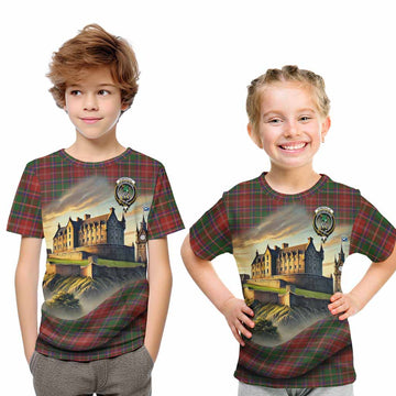 Tartan Vibes Clothing Somerville Tartan Family Crest Kid T-Shirt with Scottish Ancient Castle Style