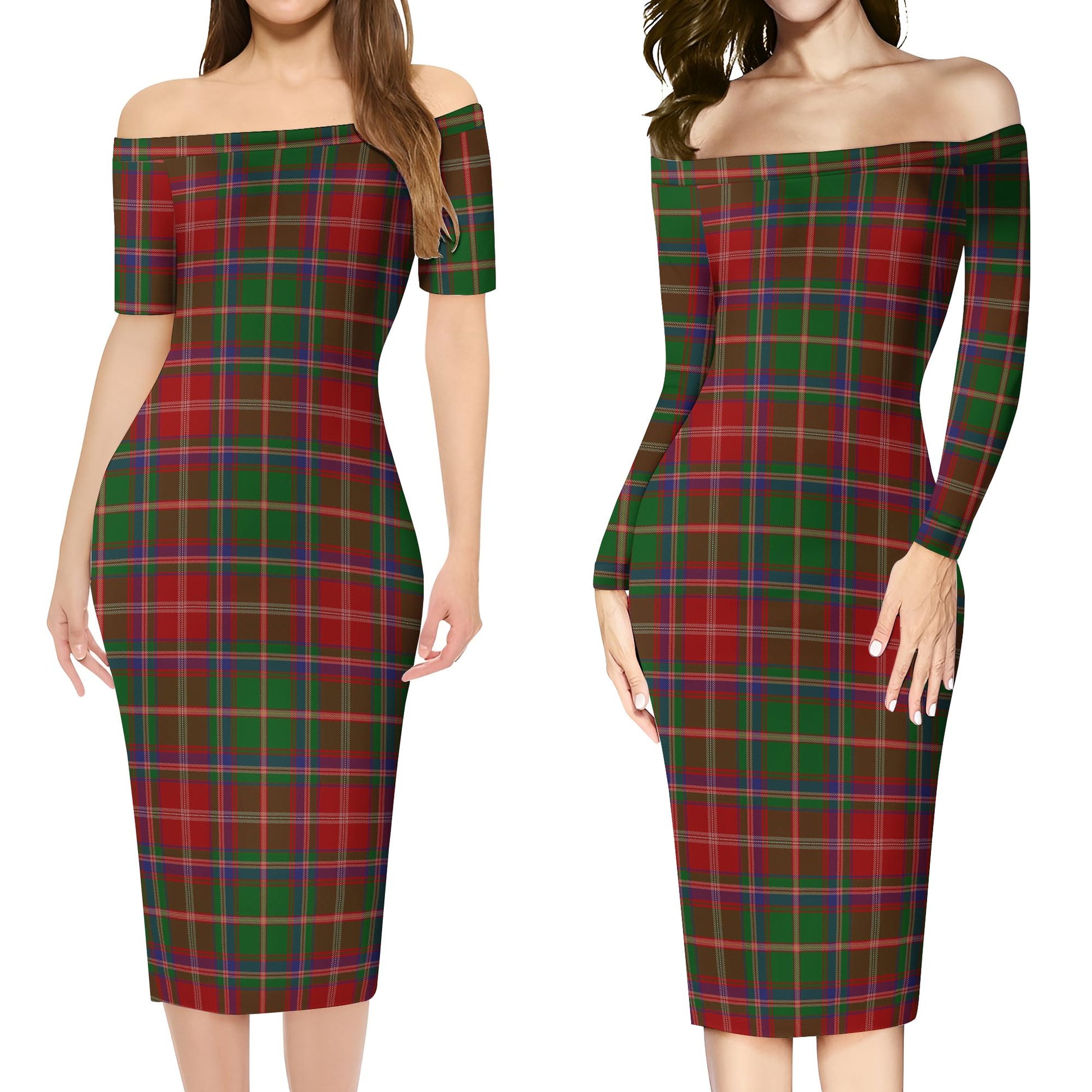 Somerville Tartan Off Shoulder Lady Dress Women's Dress - Tartanvibesclothing