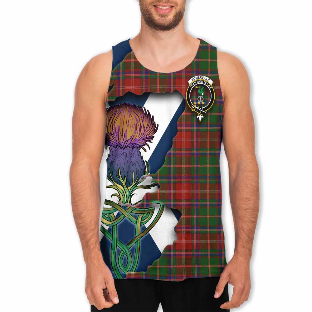 Tartan Vibes Clothing Somerville Tartan Family Crest Men's Tank Top Scottish Thistle Celtic Inspired