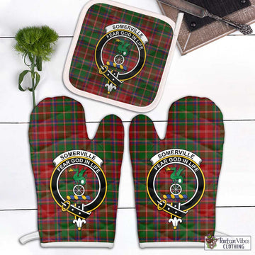 Somerville Tartan Combo Oven Mitt & Pot-Holder with Family Crest Combo 1 Oven Mitt & 1 Pot-Holder White - Tartan Vibes Clothing