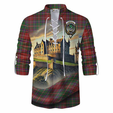 Somerville Tartan Family Crest Ghillie Kilt Shirt with Scottish Ancient Castle Style