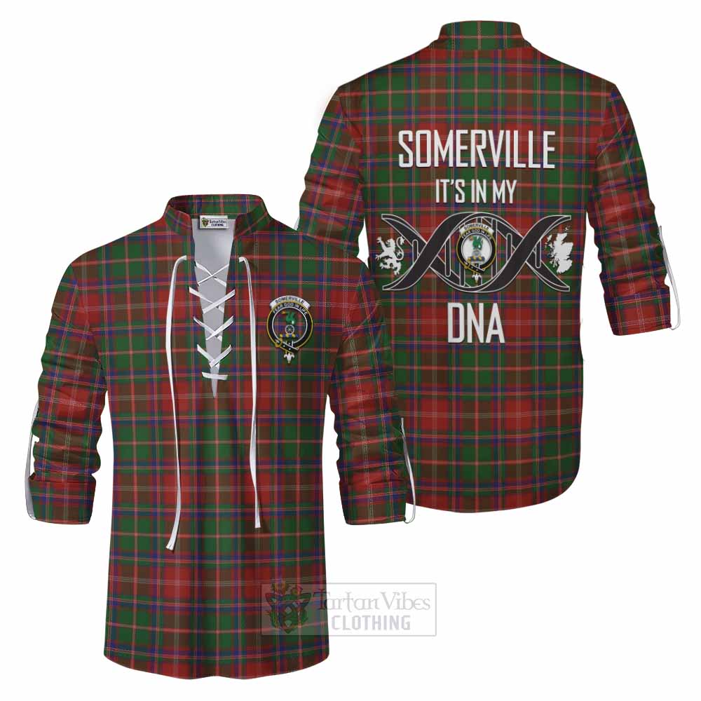 Tartan Vibes Clothing Somerville Tartan Ghillie Kilt Shirt with Family Crest DNA In Me Style