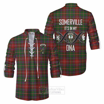 Tartan Vibes Clothing Somerville Tartan Ghillie Kilt Shirt with Family Crest DNA In Me Style