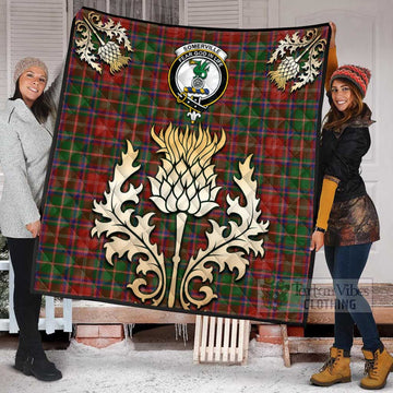 Somerville Tartan Quilt with Family Crest and Golden Thistle Style